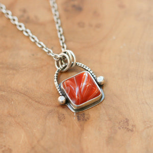 Chelsea Necklace - Red Agate Pendant - Silversmith - Red Agate Necklace