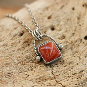 Chelsea Necklace - Red Agate Pendant - Silversmith - Red Agate Necklace