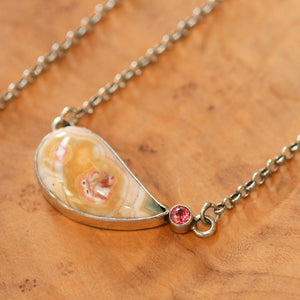 Ocean Jasper Necklace - Rhodolite Garnet Necklace - Ocean Jasper Pendant - Sterling Silver