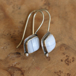 Ready to Ship - Blue Lace Agate - Sterling Silver Stella Earrings - Silversmith Earrings - Periwinkle Blue