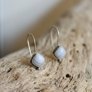 Ready to Ship - Blue Lace Agate - Sterling Silver Stella Earrings - Silversmith Earrings - Periwinkle Blue