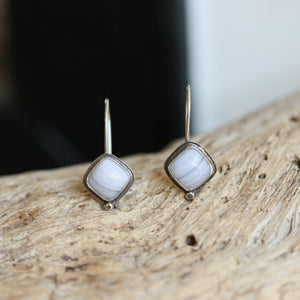 Ready to Ship - Blue Lace Agate - Sterling Silver Stella Earrings - Silversmith Earrings - Periwinkle Blue