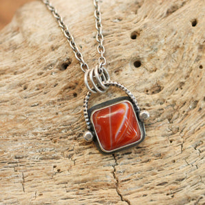 Chelsea Necklace - Red Agate Pendant - Silversmith - Red Agate Necklace