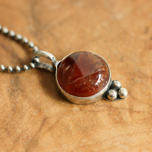 Hessonite Garnet Sweetheart Necklace - Garnet Pendant - Red Garnet Jewelry - .925 Sterling Silver