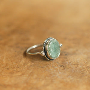 Green Kyanite Delica Ring - Sterling Silver Ring - Silversmith Ring - Kyanite Ring