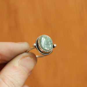 Green Kyanite Delica Ring - Sterling Silver Ring - Silversmith Ring - Kyanite Ring