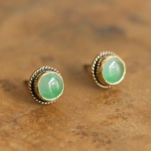 14K Jade Posts - Jade Studs - 14 Karat Gold Posts - Goldsmith Jade Earrings