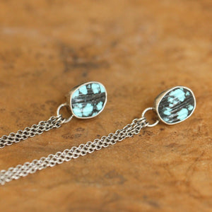 Ready to Ship - Long Turquoise Earrings - .925 Sterling Silver - Turquoise Chain Earrings