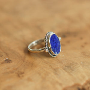 Blue Lapis Lasso Ring - Silversmith Ring - Lapis Lazuli Ring - Feminine Jewelry