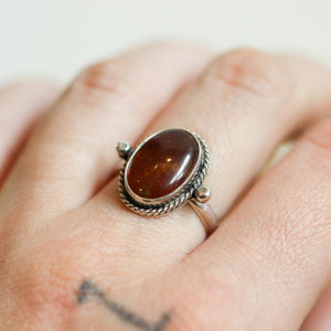 Hessonite Garnet Lasso Ring - Garnet Ring- .925 Sterling Silver - Silversmith