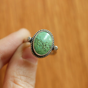 Turquoise Lasso Ring - Natural Turquoise Ring - Silversmith Ring - Delica Ring