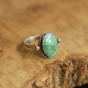 Turquoise Lasso Ring - Natural Turquoise Ring - Silversmith Ring - Delica Ring