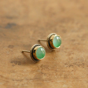 14K Jade Posts - Jade Studs - 14 Karat Gold Posts - Goldsmith Jade Earrings