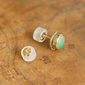 14K Jade Posts - Jade Studs - 14 Karat Gold Posts - Goldsmith Jade Earrings