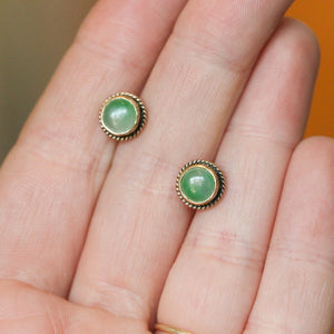 14K Jade Posts - Jade Studs - 14 Karat Gold Posts - Goldsmith Jade Earrings