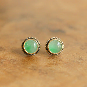 14K Jade Posts - Jade Studs - 14 Karat Gold Posts - Goldsmith Jade Earrings