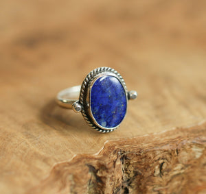 Blue Lapis Lasso Ring - Silversmith Ring - Lapis Lazuli Ring - Feminine Jewelry