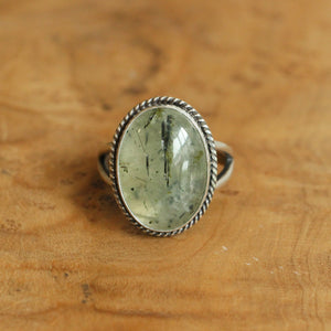 Green Prehnite Boho Ring - Green Prehnite Ring - Silversmith Ring - Green Statement Ring