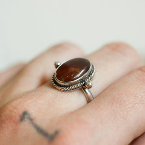 Hessonite Garnet Lasso Ring - Garnet Ring- .925 Sterling Silver - Silversmith