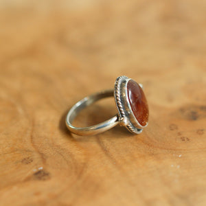 Hessonite Garnet Lasso Ring - Garnet Ring- .925 Sterling Silver - Silversmith