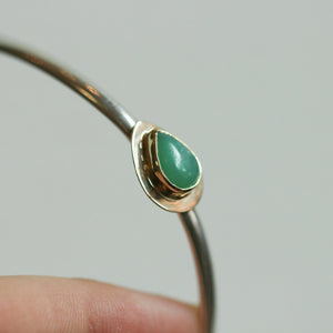 14K Gold Jade Bracelet - Jade Cuff Bracelet - Silver and Gold Bangle - 14K Cuff - Goldsmith