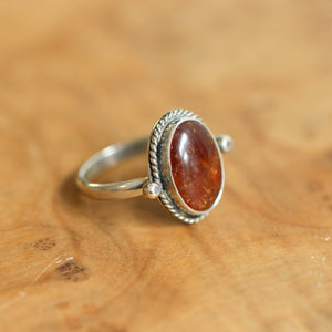 Hessonite Garnet Lasso Ring - Garnet Ring- .925 Sterling Silver - Silversmith