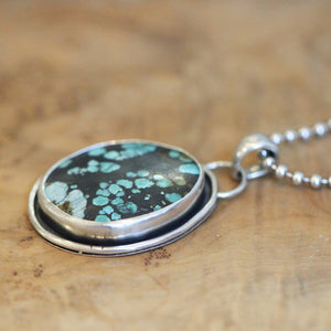 Big Turquoise Pendant - Silversmith Pendant - .925 Sterling Silver - OOAK Dragonskin Turquoise Necklace