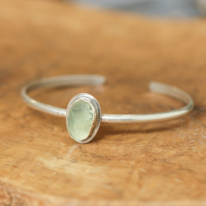 Prehnite Cuff Bracelet - .925 Sterling Silver - Silversmith - Open Bangle Bracelet