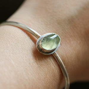 Prehnite Cuff Bracelet - .925 Sterling Silver - Silversmith - Open Bangle Bracelet