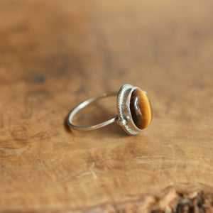 Ready to Ship - Tigers Eye Delica Ring - Tigers Eye Ring - .925 Sterling Silver - Silversmith