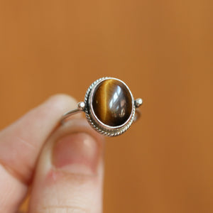 Ready to Ship - Tigers Eye Delica Ring - Tigers Eye Ring - .925 Sterling Silver - Silversmith