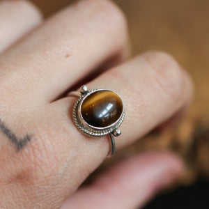 Ready to Ship - Tigers Eye Delica Ring - Tigers Eye Ring - .925 Sterling Silver - Silversmith