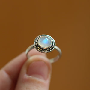 Rainbow Moonstone Ring - Western Ring - .925 Sterling Silver - Moonstone Stacker