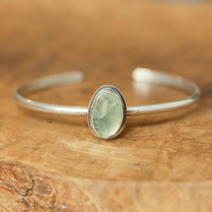 Prehnite Cuff Bracelet - .925 Sterling Silver - Silversmith - Open Bangle Bracelet