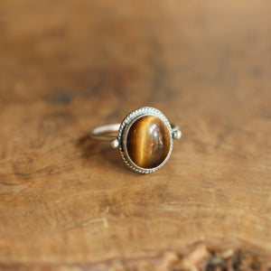 Ready to Ship - Tigers Eye Delica Ring - Tigers Eye Ring - .925 Sterling Silver - Silversmith