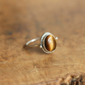 Ready to Ship - Tigers Eye Delica Ring - Tigers Eye Ring - .925 Sterling Silver - Silversmith