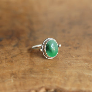 Green Jade Ring - Delica Ring - Unique Silversmith Ring - .925 Sterling Silver