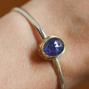 Ready to Ship - 14K Gold Tanzanite Bracelet - Tanzanite Bangle - Silver and Gold Tanzanite Cuff - Goldsmith