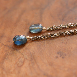 Ready to Ship - Blue Kyanite Bolo - Sterling Silver Mock Bolo - Silversmith - Kyanite Necklace