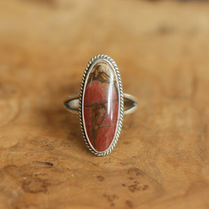 Boho Ring - Red Creek Jasper Ring - .925 Sterling Silver Ring - Silversmith Ring