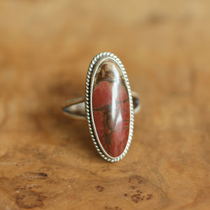 Boho Ring - Red Creek Jasper Ring - .925 Sterling Silver Ring - Silversmith Ring