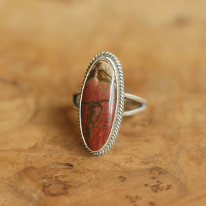 Boho Ring - Red Creek Jasper Ring - .925 Sterling Silver Ring - Silversmith Ring