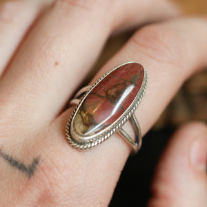 Boho Ring - Red Creek Jasper Ring - .925 Sterling Silver Ring - Silversmith Ring