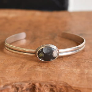 Fossil Jasper Cuff Bracelet - Silversmith Bangle - Natural Fossil - Jasper Bracelet