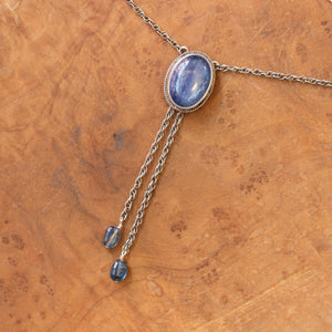 Ready to Ship - Blue Kyanite Bolo - Sterling Silver Mock Bolo - Silversmith - Kyanite Necklace