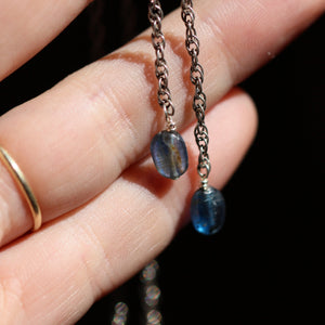 Ready to Ship - Blue Kyanite Bolo - Sterling Silver Mock Bolo - Silversmith - Kyanite Necklace