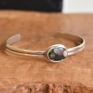 Fossil Jasper Cuff Bracelet - Silversmith Bangle - Natural Fossil - Jasper Bracelet