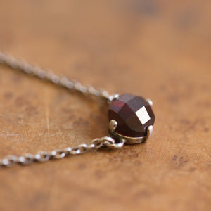 Faceted Garnet Necklace - Garnet Pendant - Red Garnet Jewelry - .925 Sterling Silver