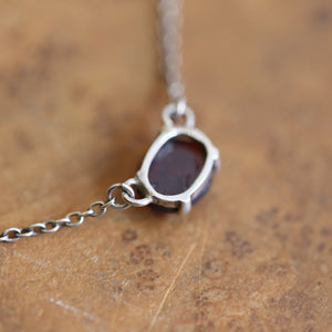 Faceted Garnet Necklace - Garnet Pendant - Red Garnet Jewelry - .925 Sterling Silver