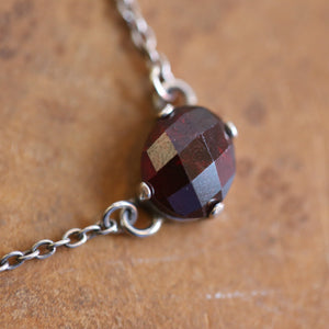 Faceted Garnet Necklace - Garnet Pendant - Red Garnet Jewelry - .925 Sterling Silver